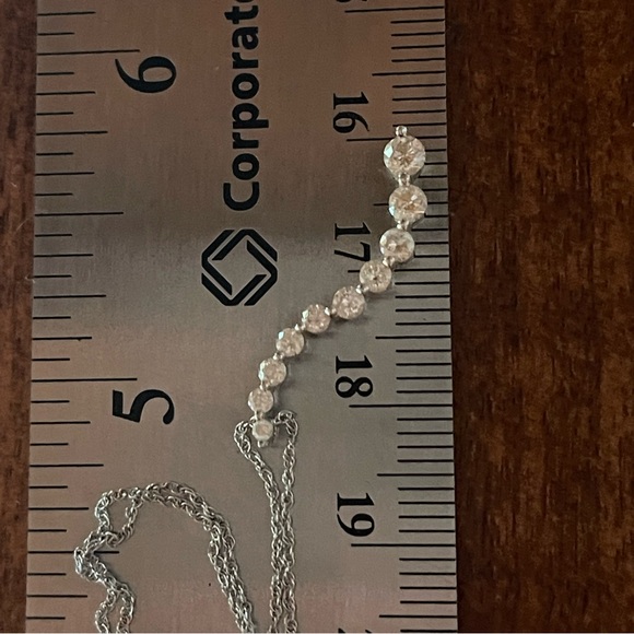 Lovely Natural Diamond and Solid 14k White Gold Journey Pendant Necklace - Picture 8 of 8